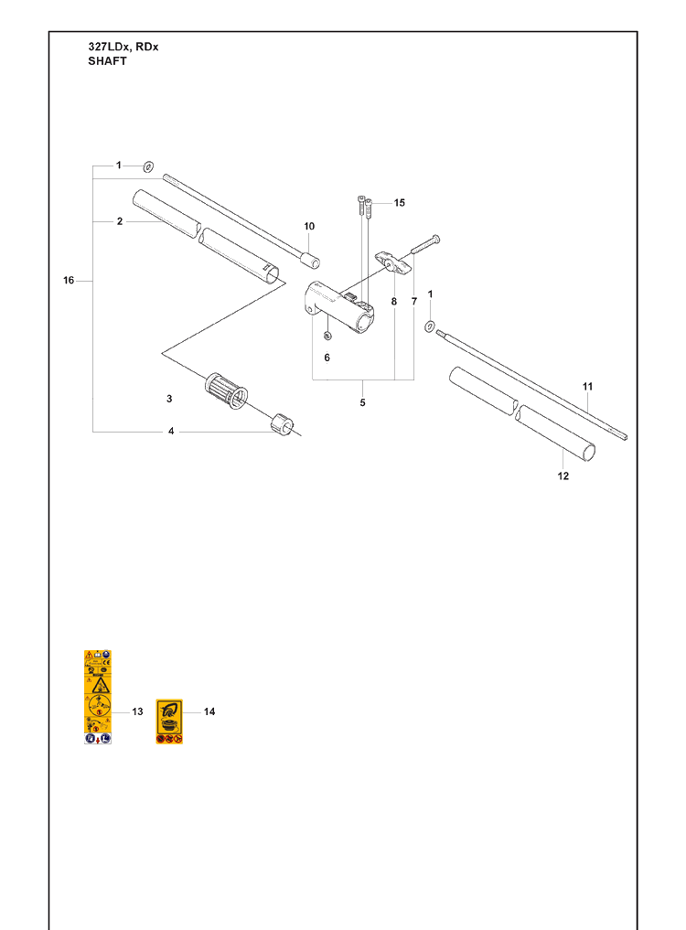Shaft Diagram and Parts List for 327RDX 2009-08 Husqvarna Trimmer