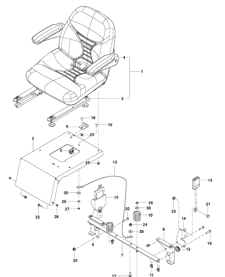 Seat Diagram and Parts List for MZ52 (96727740500)(2014-03) Husqvarna Lawn Mower