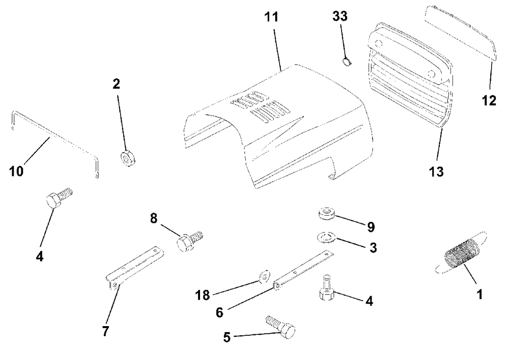 Hood Diagram and Parts List for LR121 (954140001-A)(1996-08) Husqvarna Lawn Tractor
