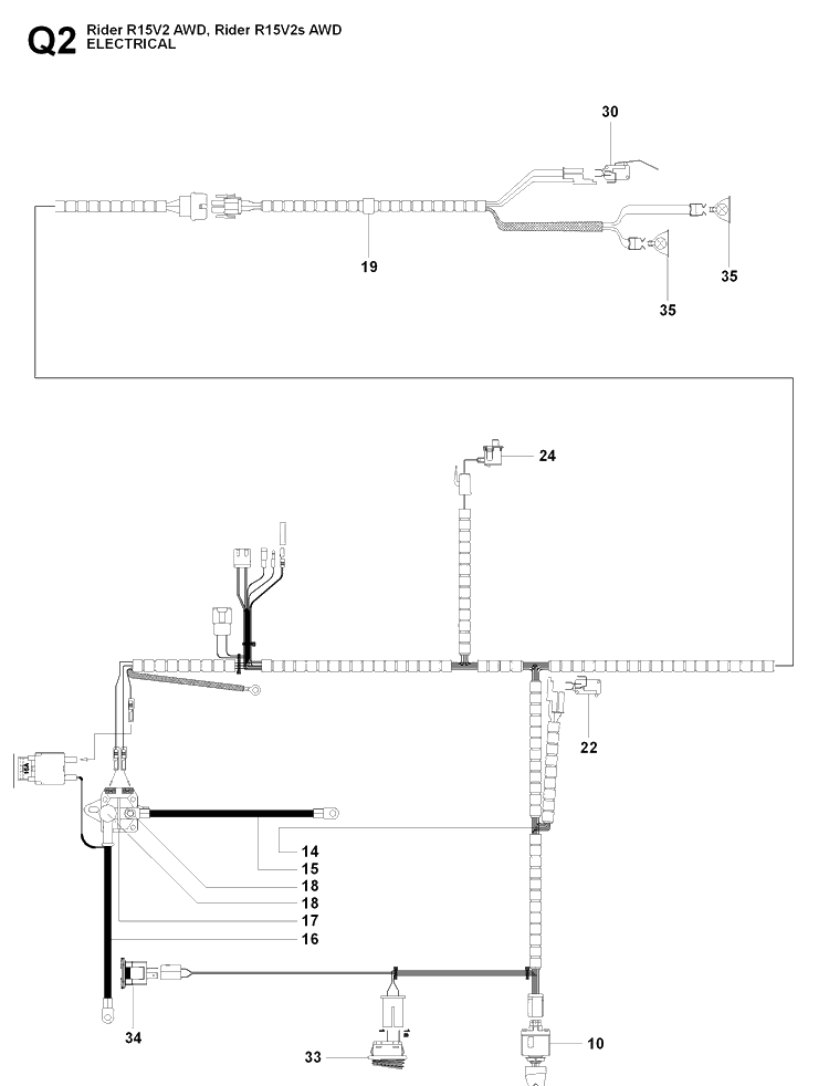 Electrical Diagram and Parts List for RIDER15V2AWD (965200901)(2009-04) Husqvarna Lawn Mower