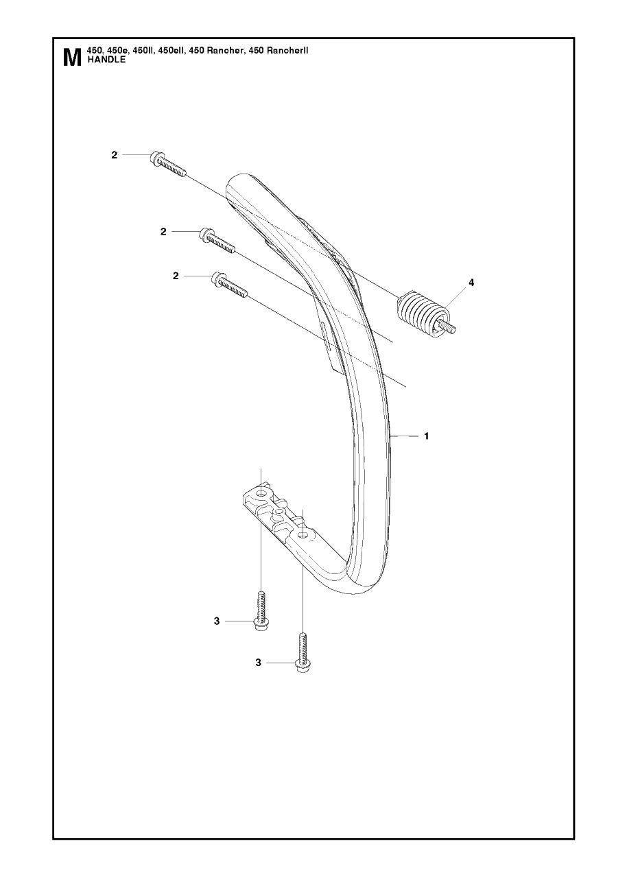 Handle Diagram and Parts List for 450RANCHERII  Husqvarna Chainsaw