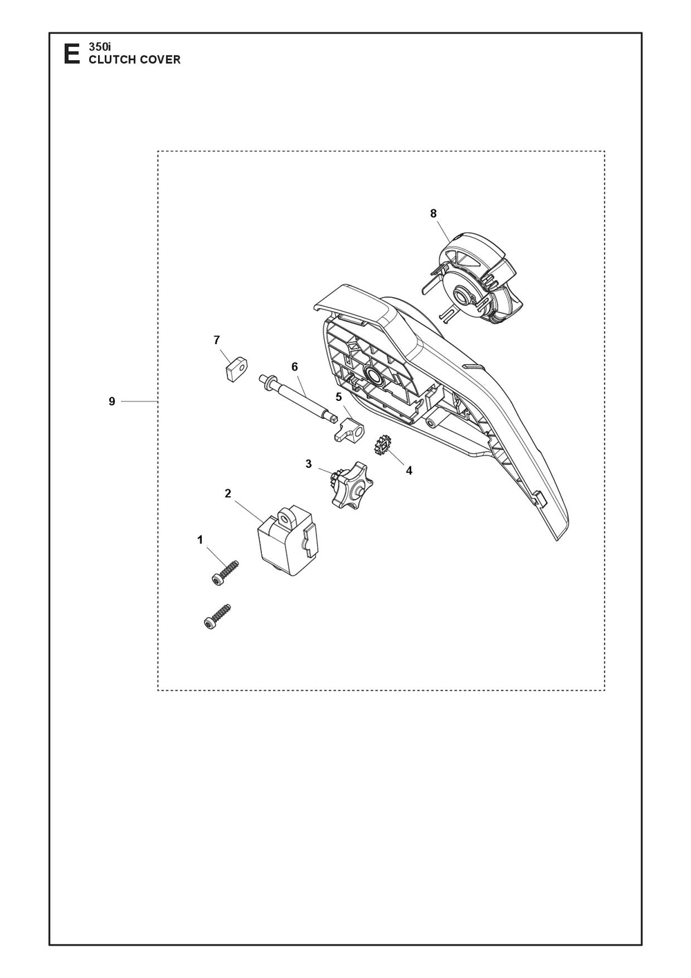 Clutch Cover Diagram and Parts List for 350I  Husqvarna Chainsaw