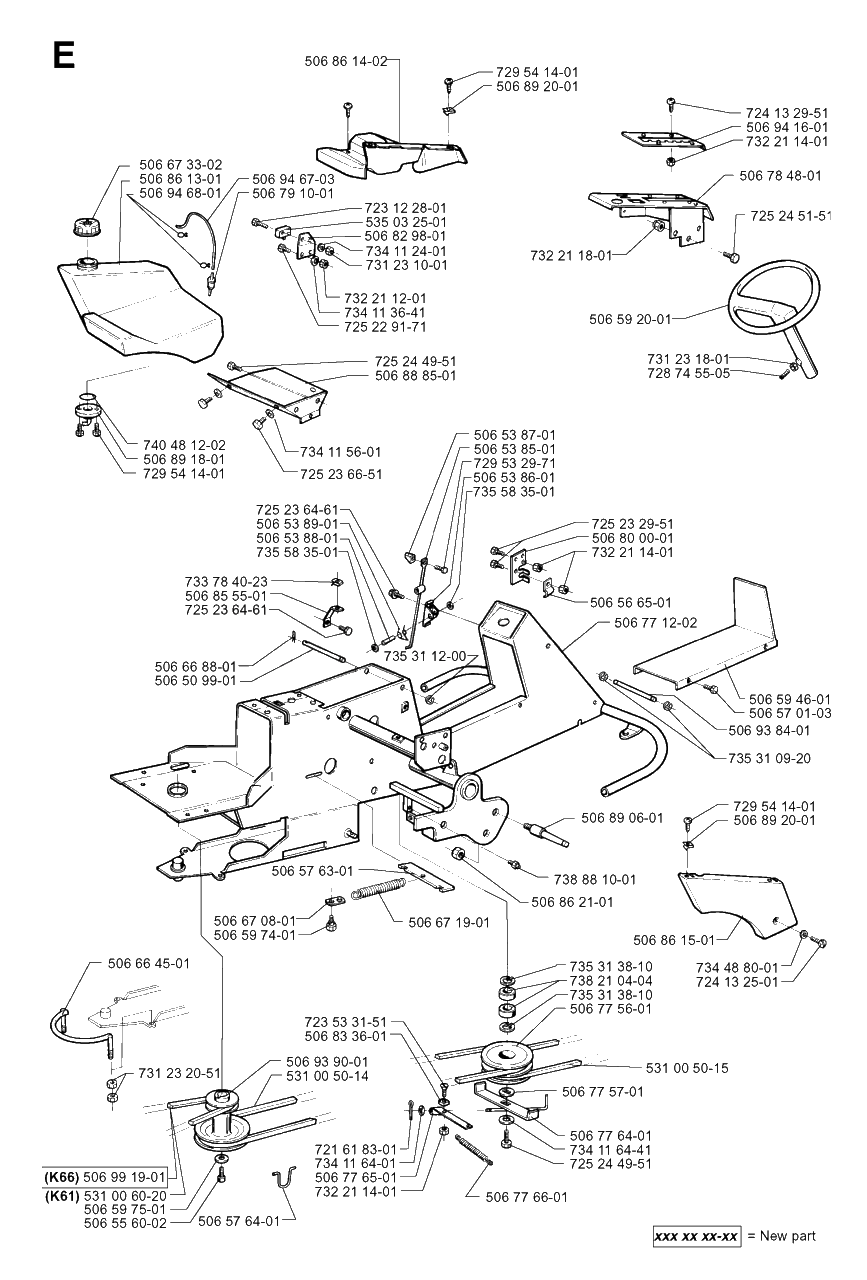Frame 2 Diagram and Parts List for PF18 2000-03 Husqvarna Lawn Tractor