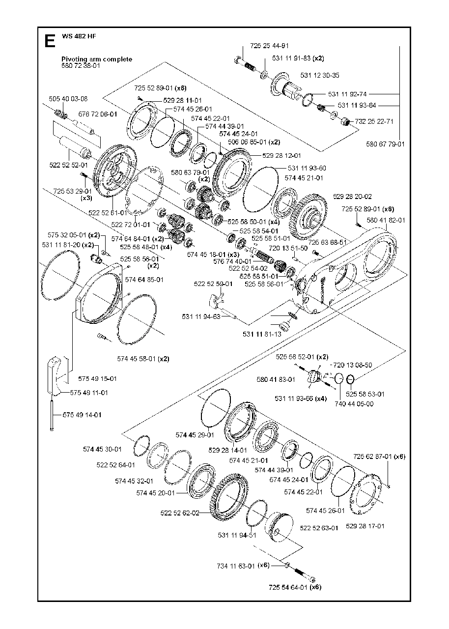 Pivoting Arm Diagram and Parts List for WS482HF (00000001275 - 20134501536)(2012-07) Husqvarna Circular Saw