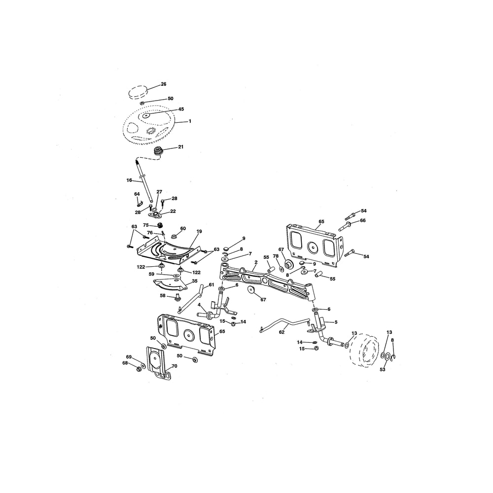 Steering Diagram and Parts List for GTH52XLS-96045005700  Husqvarna Lawn Tractor