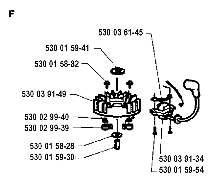 Ignition System Diagram and Parts List for 18H 19920900001-19941400000 Husqvarna Hedge Trimmer