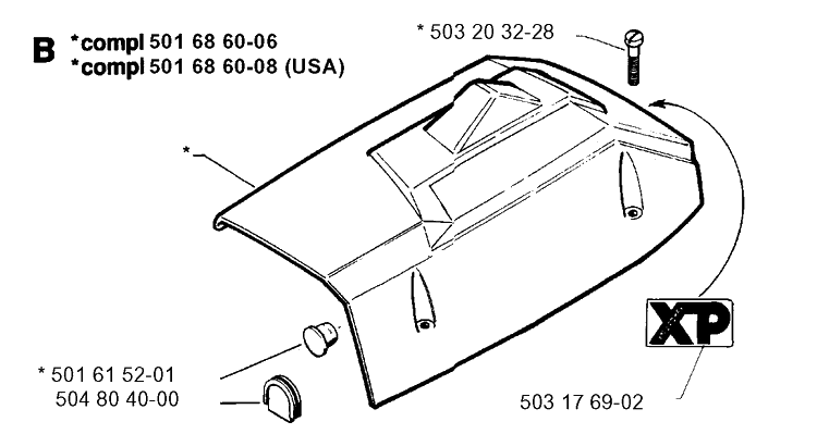 Cover Diagram and Parts List for 266 1993-09 replaced by 266 Husqvarna Chainsaw