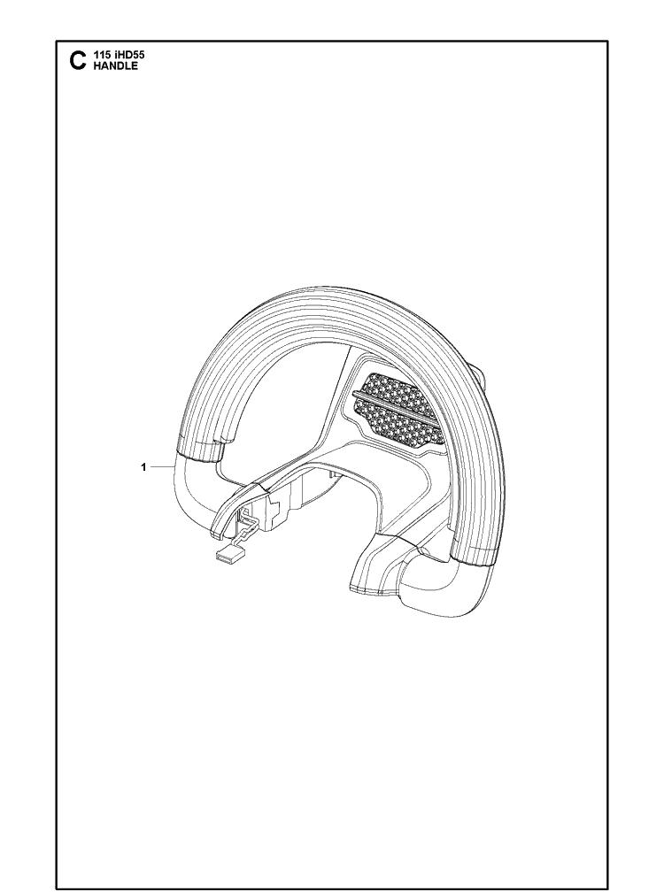 Handle Diagram and Parts List for 115IHD55 (967098601)(20182200001-Current) Husqvarna Hedge Trimmer