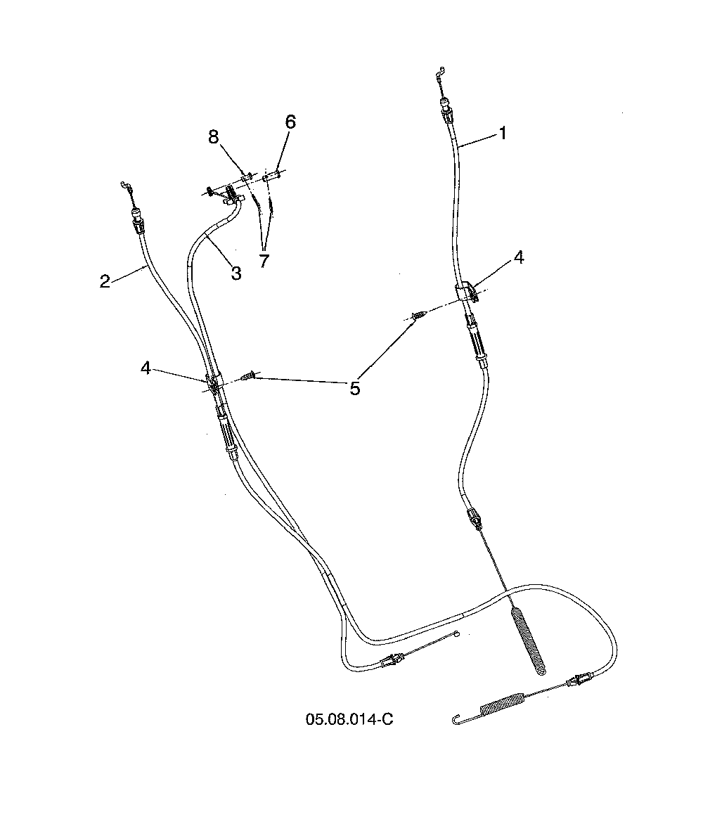 Cable control drive & auger Diagram and Parts List for 96193010106  Husqvarna Snow Blower