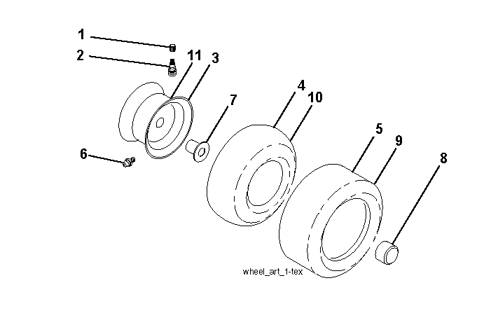 Wheels And Tires Diagram and Parts List for YTH2754T (96041022100)(2010-12) Husqvarna Lawn Tractor