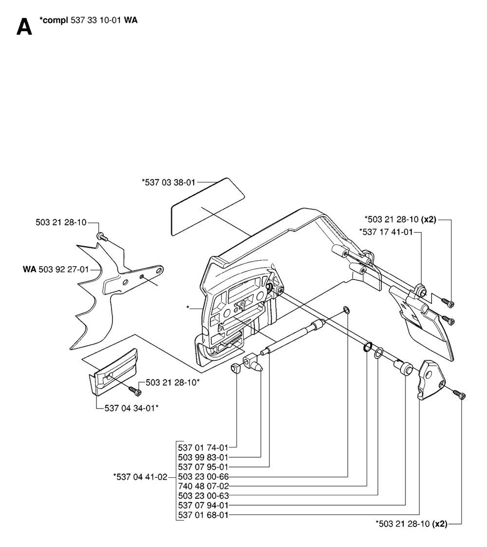 Clutch Cover Diagram and Parts List for 390XP-XPG-XPW 20064000001 & Above Husqvarna Chainsaw