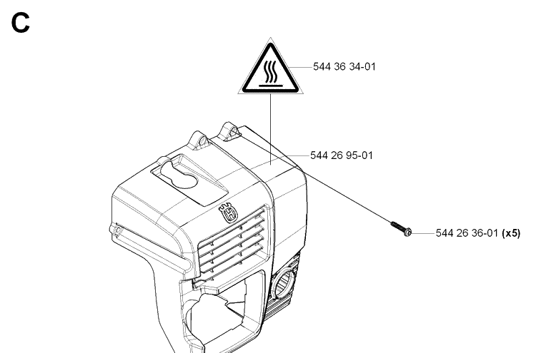 Cylinder Cover Diagram and Parts List for 170BT 20061000001-20084000000 Husqvarna Leaf Blower / Vacuum