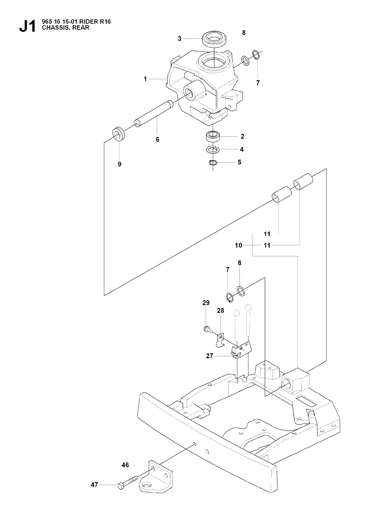 Transmission 3 Diagram and Parts List for RIDER16 (965161601)(2007-06) Husqvarna Lawn Mower