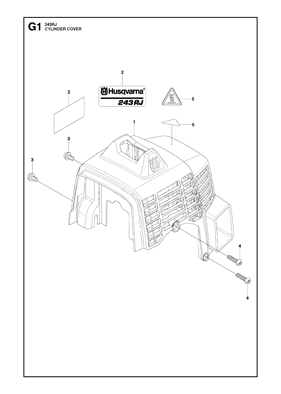 Cylinder Cover Diagram and Parts List for 243RJ 20182200001 & Above Husqvarna Trimmer