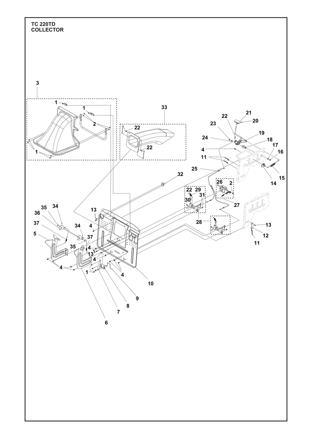 Collector Diagram and Parts List for TC220TD  Husqvarna Lawn Tractor