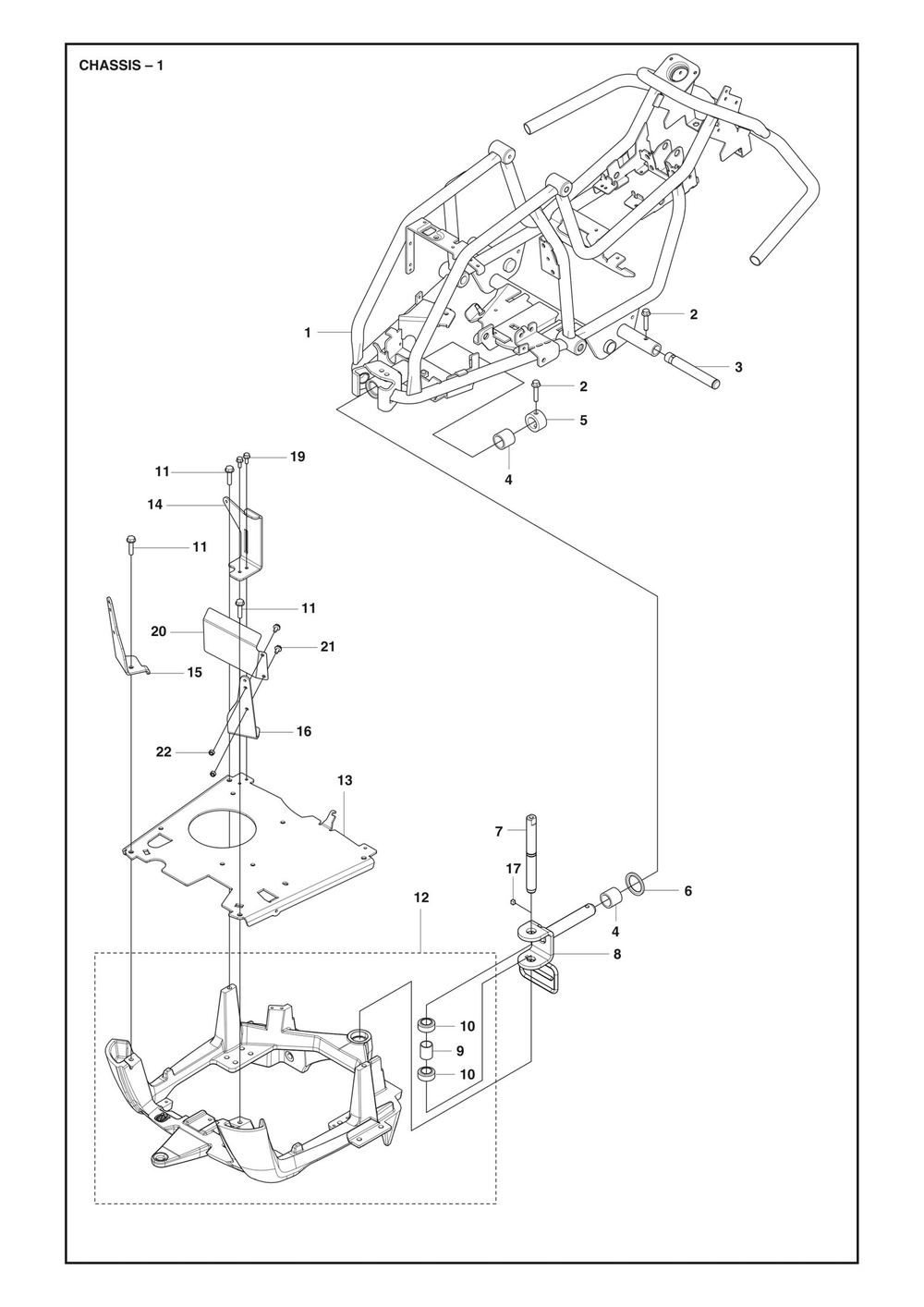 Chassis Rear Diagram and Parts List for R112C52014-2021  Husqvarna Lawn Tractor