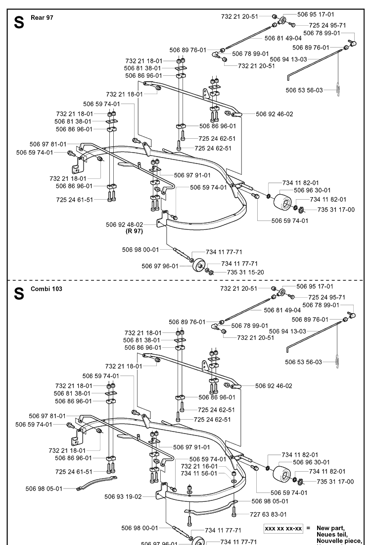 Protection Frame 2 Diagram and Parts List for PR15 2003-01 Husqvarna Lawn Mower
