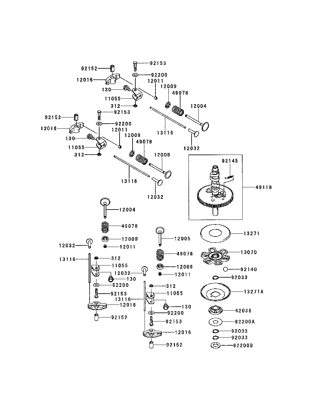 Valve/camshaft Diagram and Parts List for YTH18K46-96043021800  Husqvarna Lawn Tractor