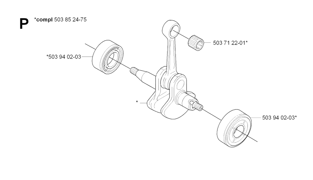 Crankshaft Diagram and Parts List for HA850 20090900001 & Above Husqvarna Trimmer