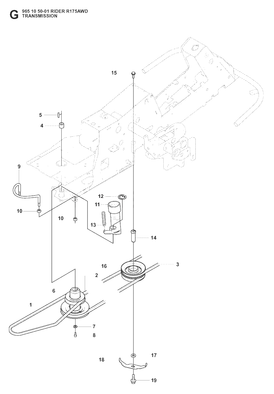 Transmission 3 Diagram and Parts List for R175AWD (965105001)(2008-06) Husqvarna Lawn Tractor
