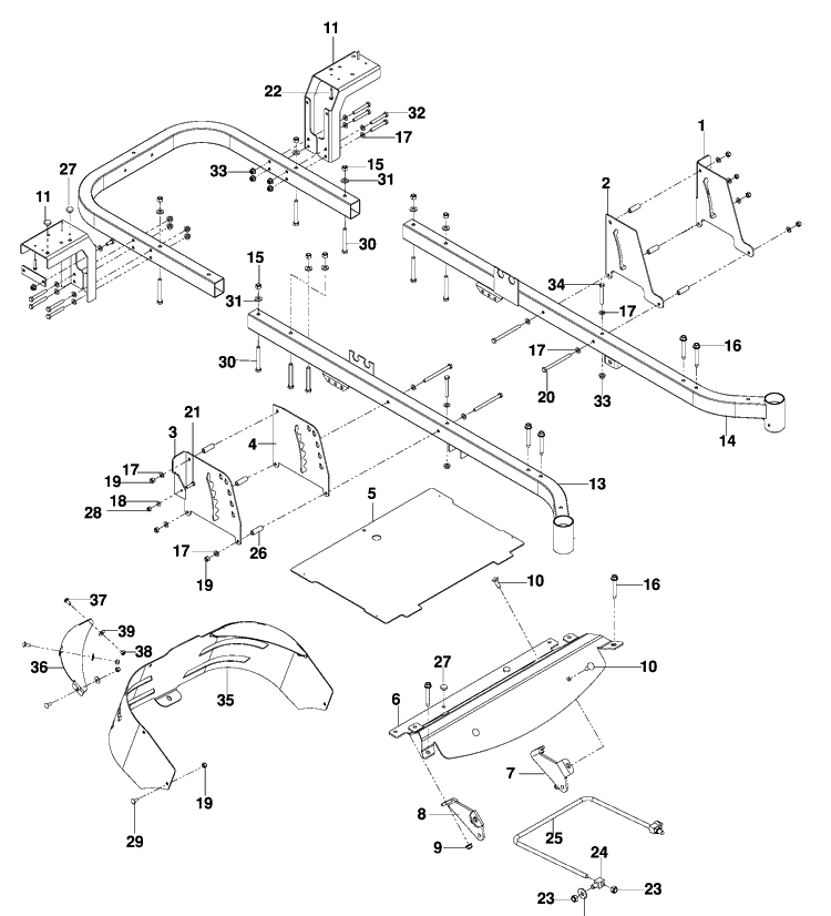 Frame Diagram and Parts List for EZ4824 (965588401)(2009-09) Husqvarna Lawn Mower