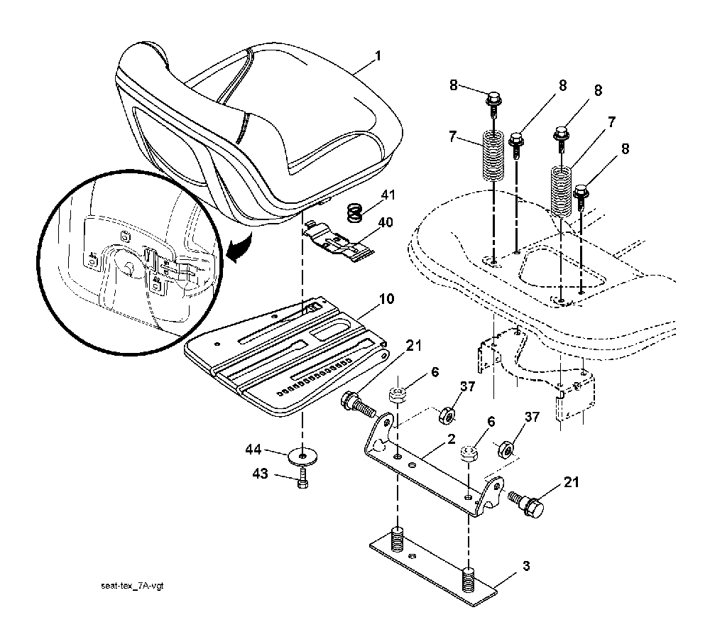 Seat Diagram and Parts List for YTH200TWIN (96041006301)(2008-09) Husqvarna Lawn Tractor