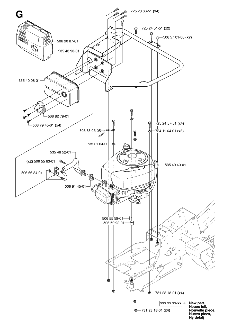 Engine Diagram and Parts List for R13AWD (965079901)(2006-01) Husqvarna Lawn Tractor