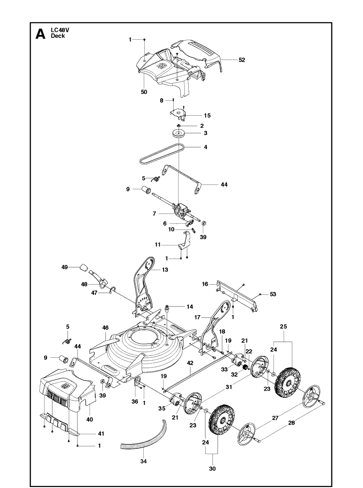 Mower Deck / Cutting Deck Diagram and Parts List for LC48V  Husqvarna Lawn Mower