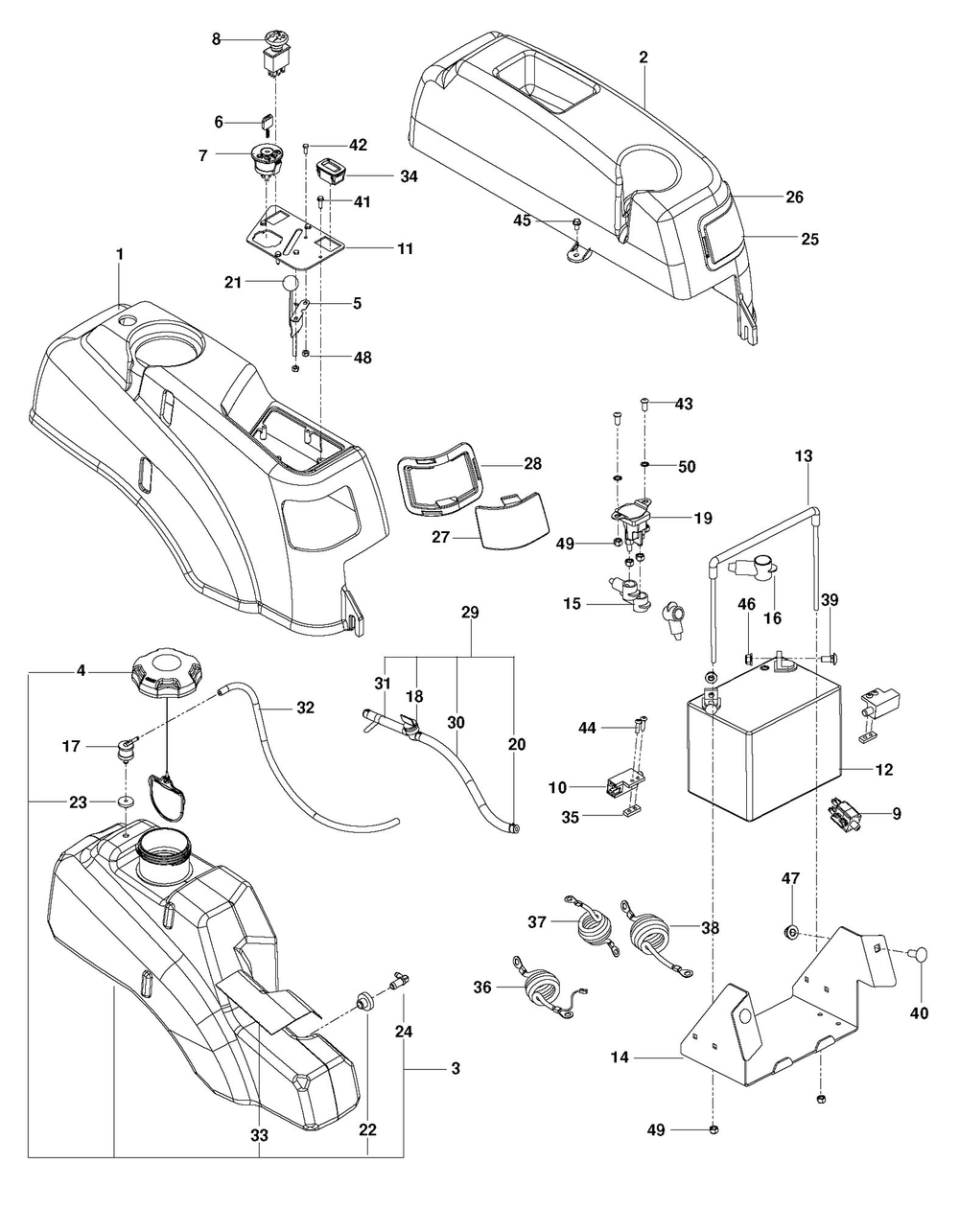Ignition System Diagram and Parts List for RZ4622T  Husqvarna Lawn Tractor