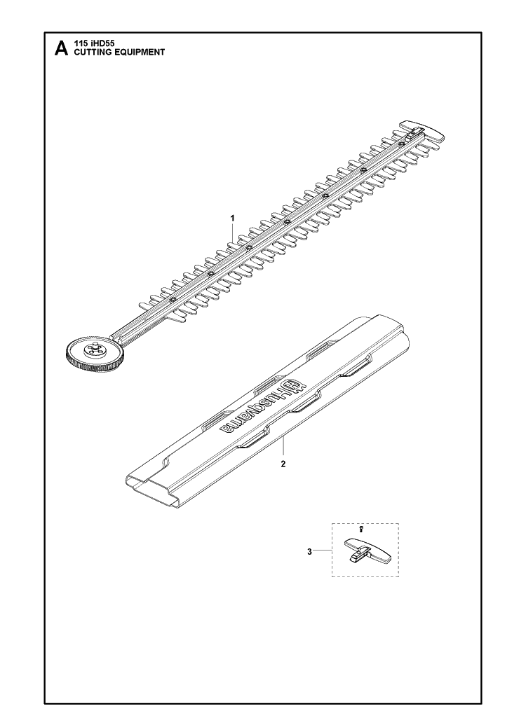 Cutting Equipment Diagram and Parts List for 115IHD55 (967098601)(20182200001-Current) Husqvarna Hedge Trimmer