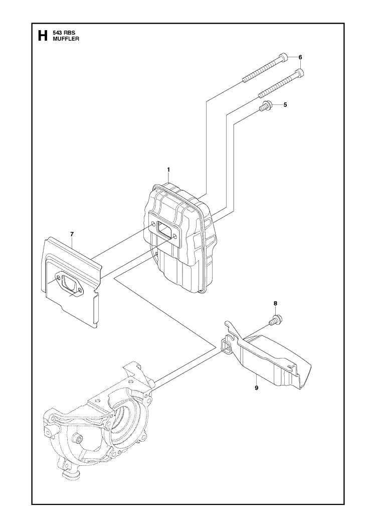 Muffler Diagram and Parts List for 543RBX 20154400001-Current Husqvarna Brush Cutter