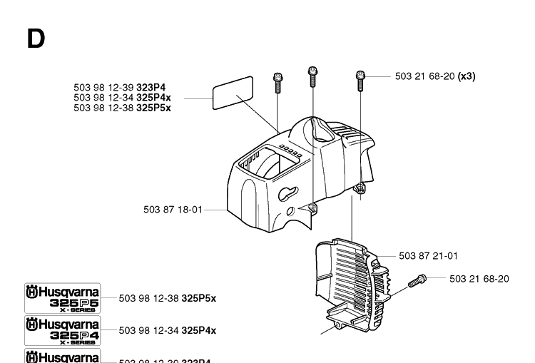 Cylinder Cover Diagram and Parts List for 325P 20021800001-20042299999 Husqvarna Pole Saw
