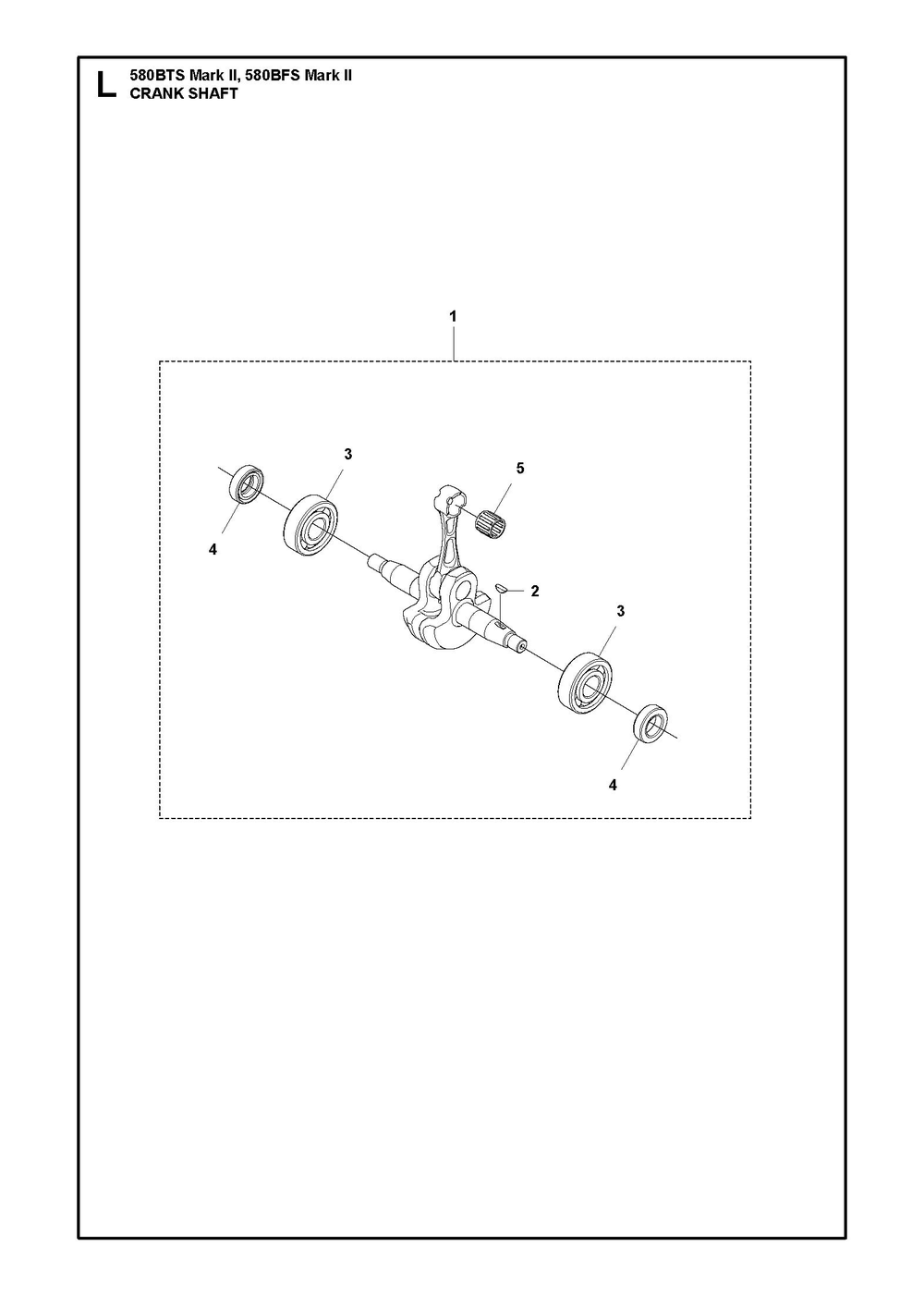 Crankshaft Diagram and Parts List for 580BTSMARKII  Husqvarna Leaf Blower / Vacuum