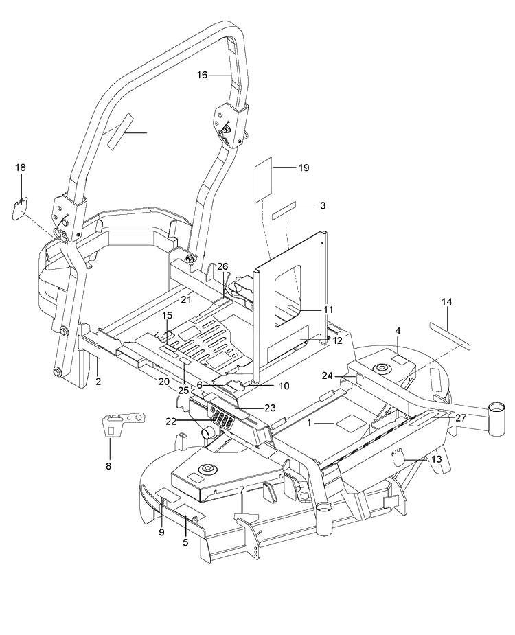 Decals Diagram and Parts List for P-ZT26BF (96661370102)(2012-06) Husqvarna Lawn Mower
