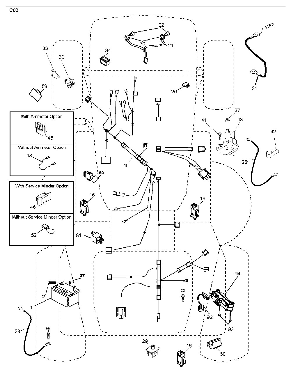 Electrical Diagram and Parts List for CTH220TWIN (96061019003)(2008-11) Husqvarna Lawn Tractor