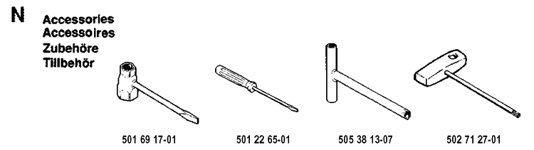 Accessories 2 Diagram and Parts List for 55 19900100001-19914000000 Husqvarna Chainsaw