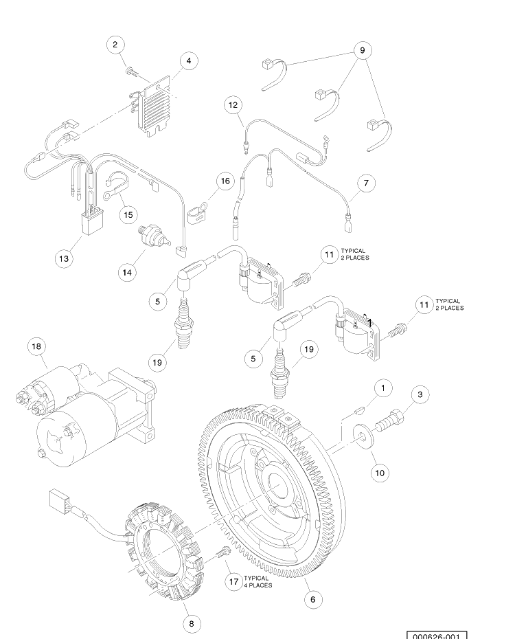 Ignition Components And Flywheel 2 Diagram and Parts List for HUV4421GXP 2006-11 Husqvarna Lawn Tractor