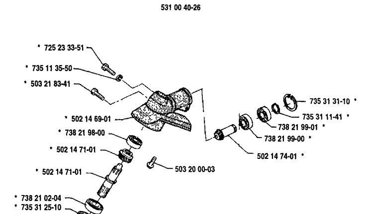 Gear Assembly Diagram and Parts List for 125L 1992-01 Husqvarna Trimmer