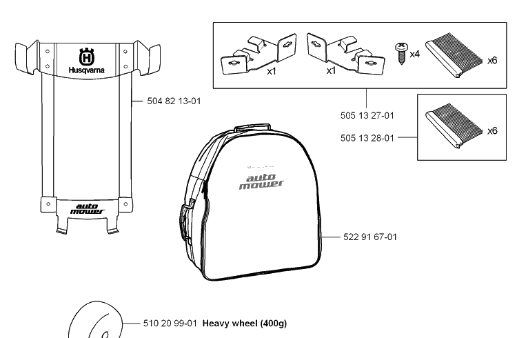 Accessories 2 Diagram and Parts List for 210C 2009-02 Husqvarna Lawn Mower