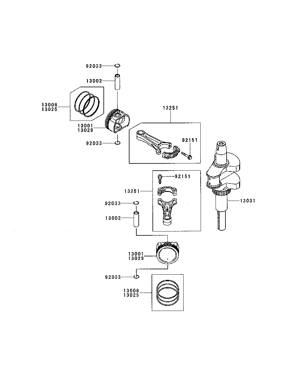 Piston/crankshaft Diagram and Parts List for YTH18K46-96043021800  Husqvarna Lawn Tractor