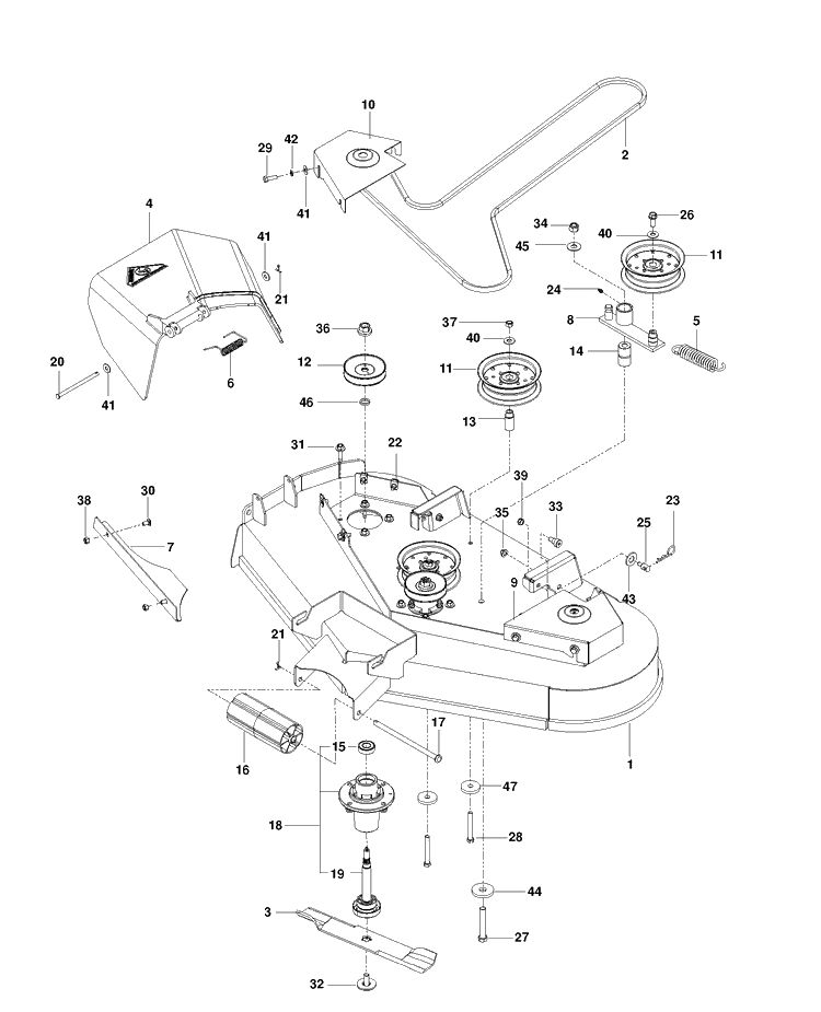 Mower Deck / Cutting Deck Diagram and Parts List for RZ4222F (96665940100)(2011-05) Husqvarna Lawn Mower