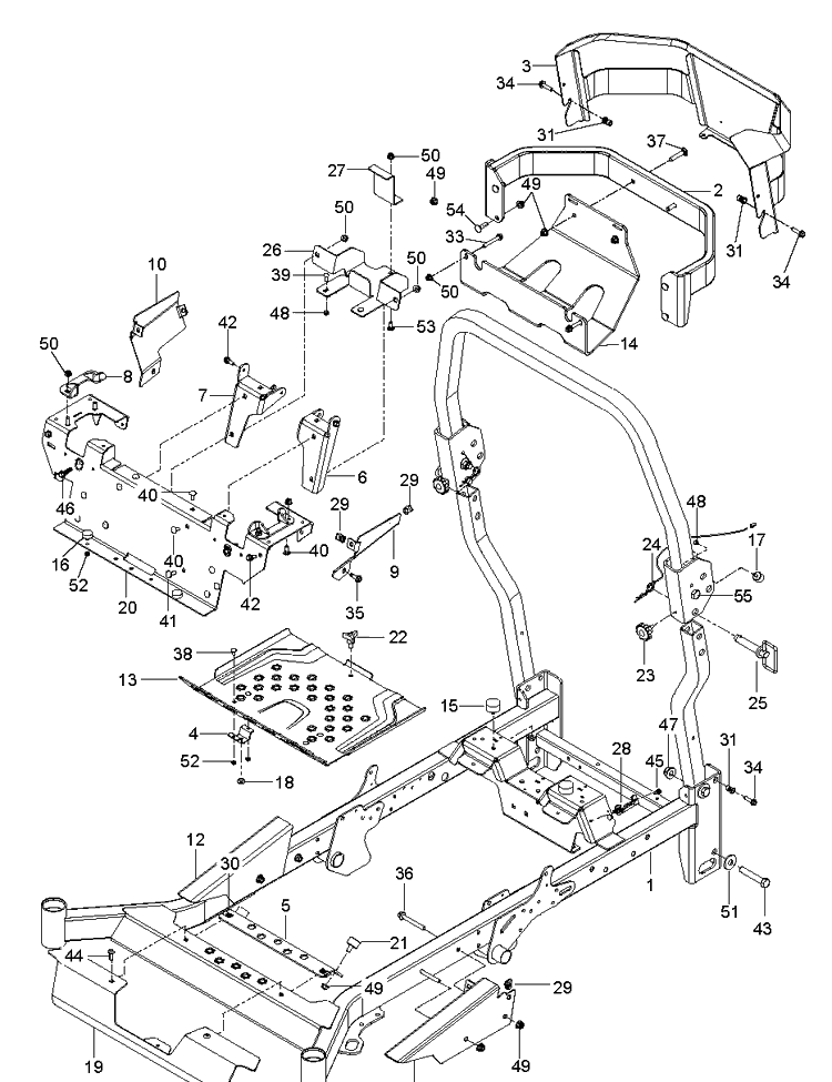 Frame Diagram and Parts List for Z560 (96792990200)(2019-06) Husqvarna Lawn Mower