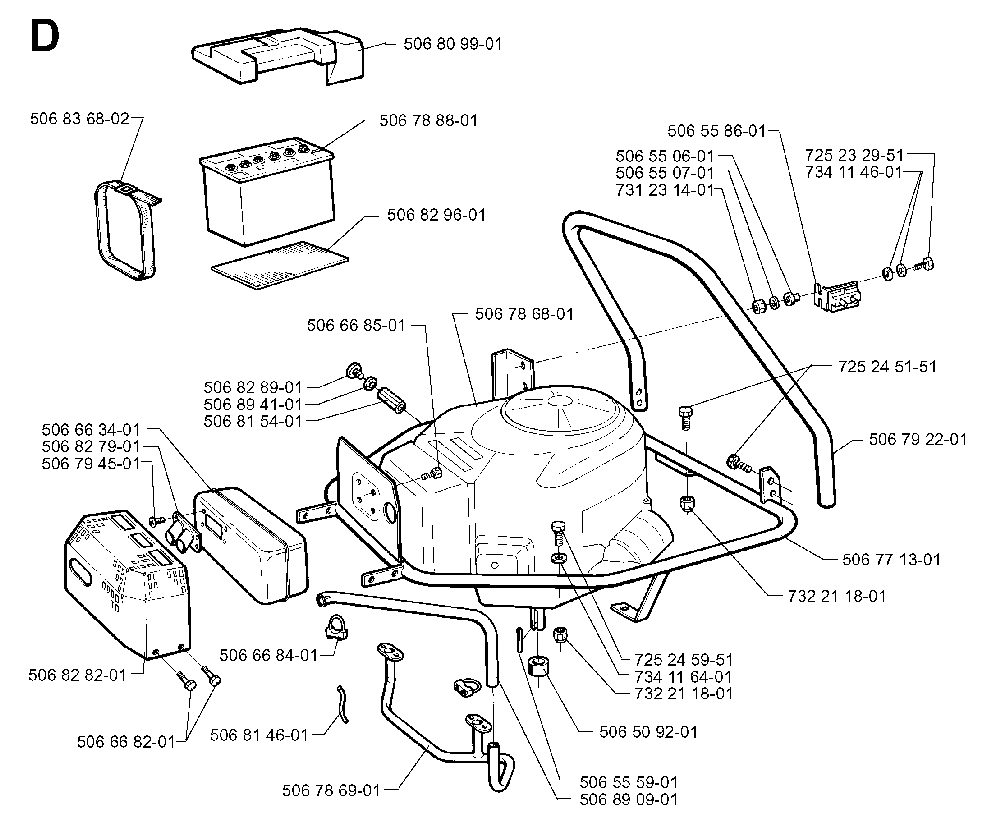 Engine Diagram and Parts List for RIDER1030BIOCLIP 1997-05 Husqvarna Lawn Tractor