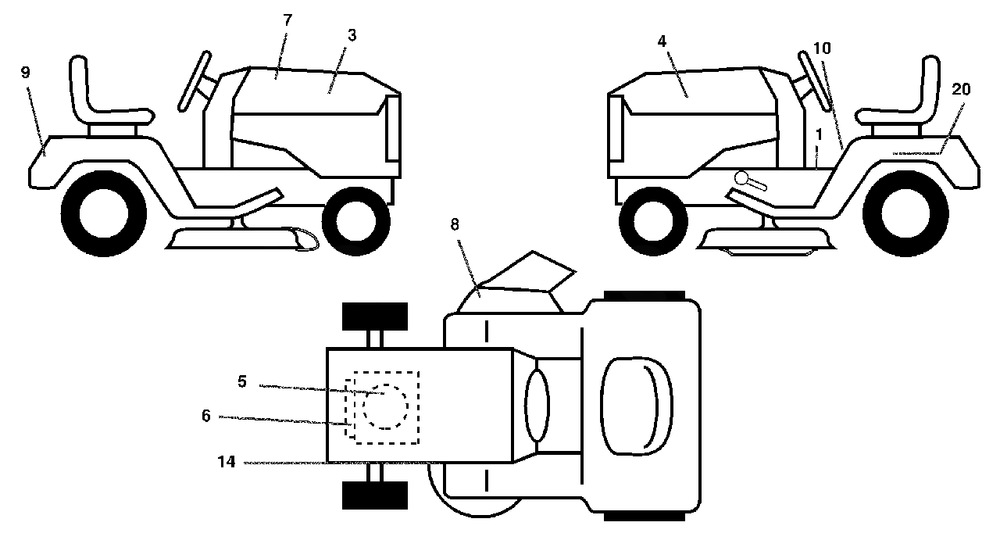 Decals Diagram and Parts List for LT1538 (954569776-D)(2003-01) Husqvarna Lawn Tractor