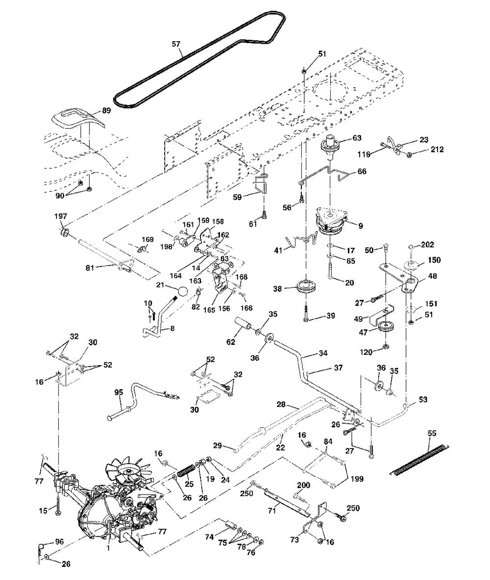 Drive Diagram and Parts List for YTH1848XP (954567260-C)(2001-10) Husqvarna Lawn Tractor