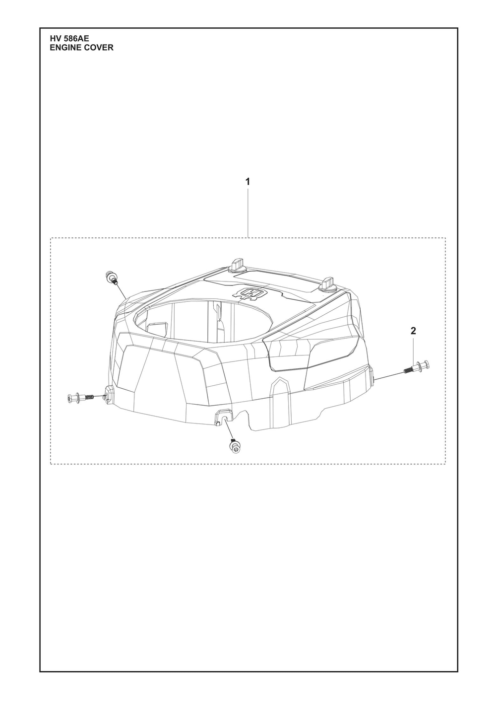 Engine Cover Diagram and Parts List for HV586AE  Husqvarna Engine