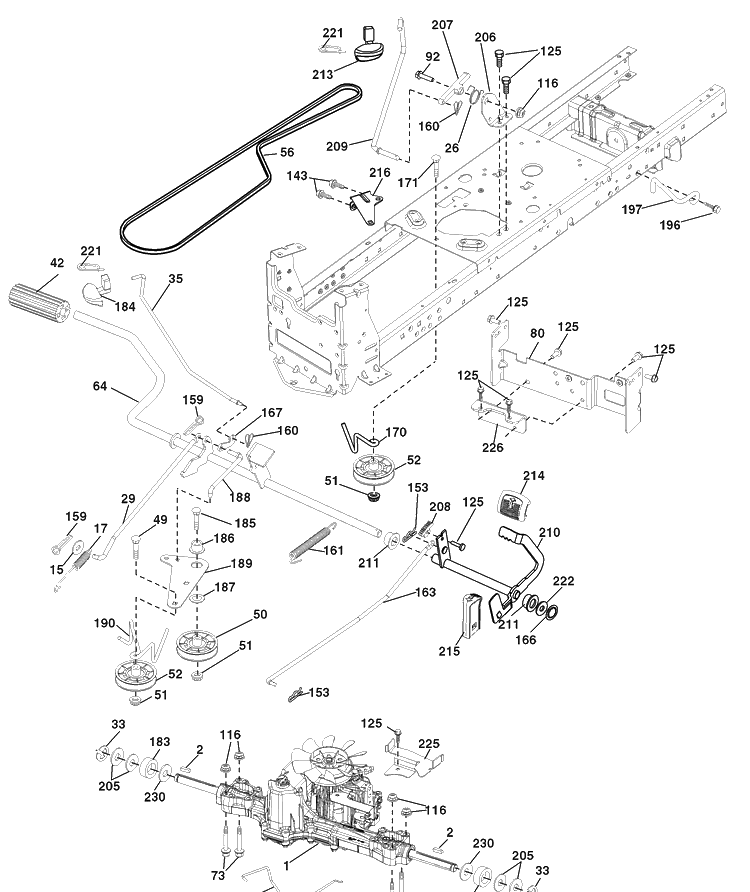 Drive Diagram and Parts List for 2042LS (96043004800)(2007-12) Husqvarna Lawn Mower