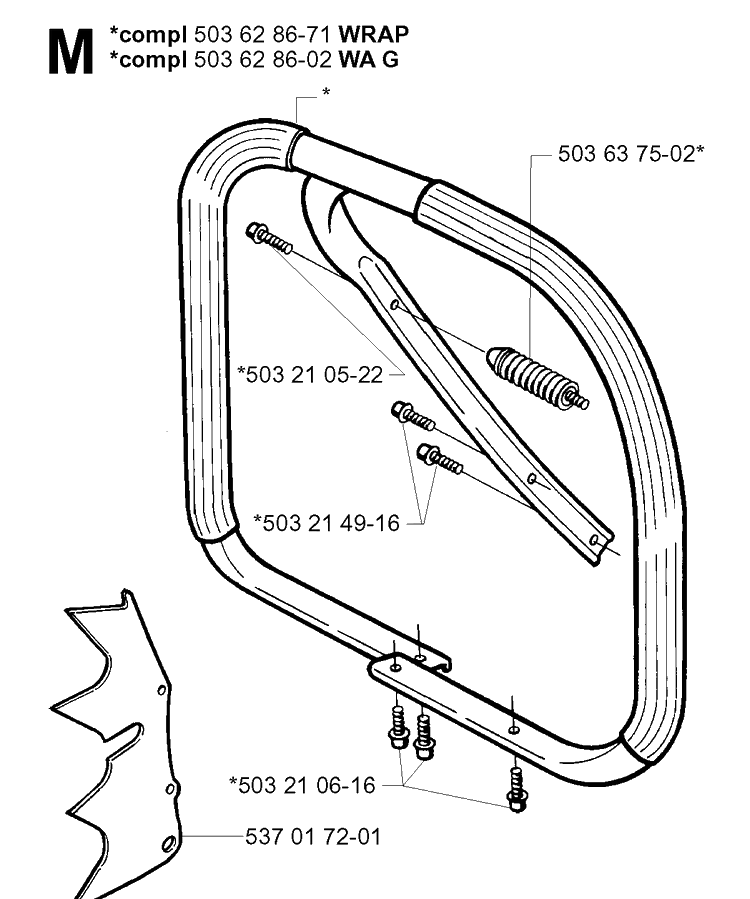 Handle Diagram and Parts List for 372XP/ (XPG)(20034000001-20051800000) Husqvarna Chainsaw