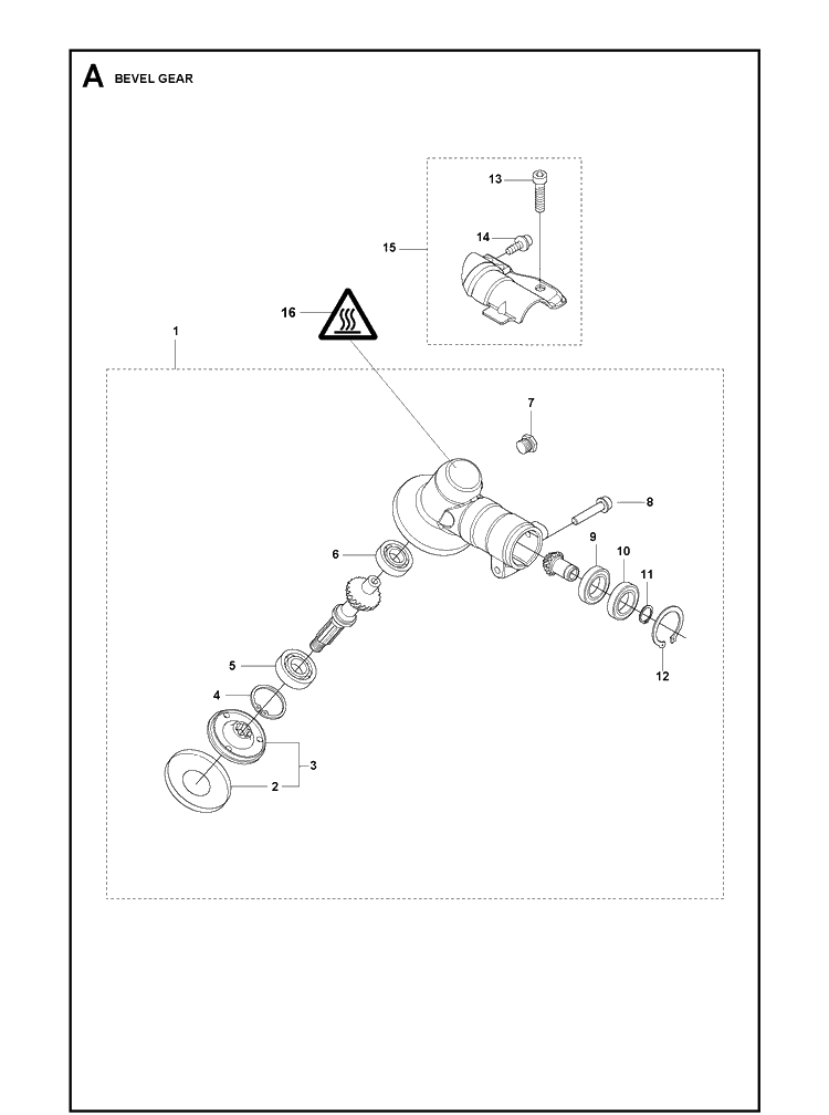 Bevel Gear Diagram and Parts List for 325ILK  Husqvarna Edger
