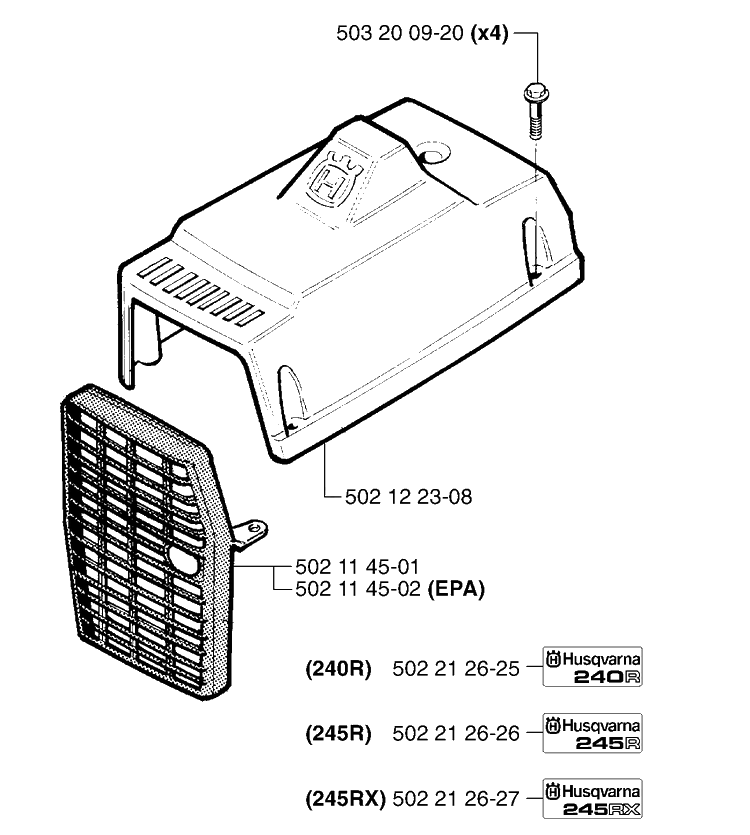 Covers Diagram and Parts List for 240 2002-08 Husqvarna Brush Cutter